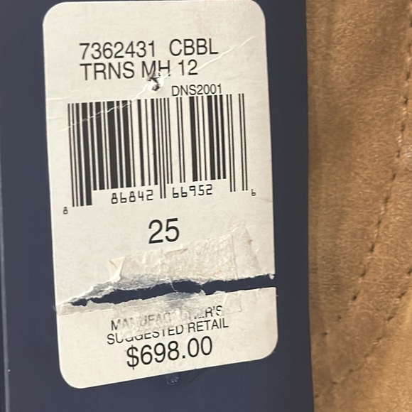 NEW RALPH LAUREN RL Cowboy Boot 100% Leather Pants Distressed Mustard Size 25 - Picture 7 of 8